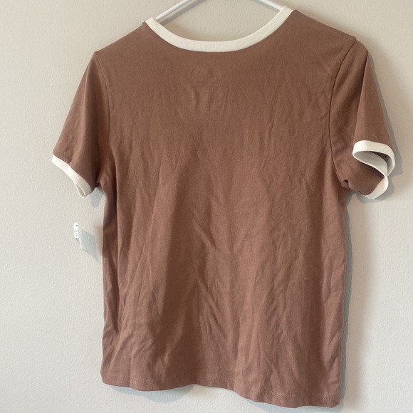 NWT Brown Hippie Ringer Tee - Picture 2 of 4